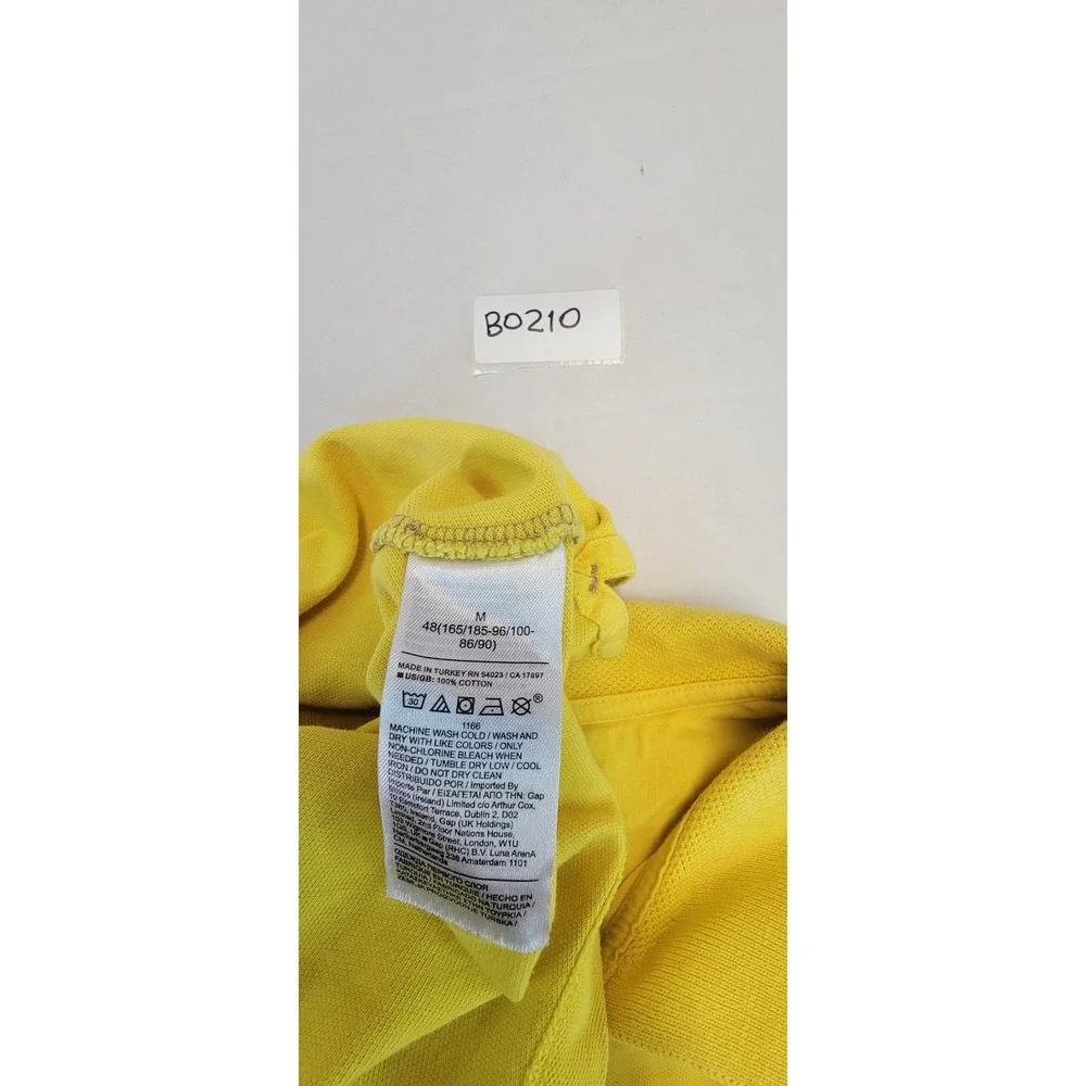 Banana Republic Mens Polo Shirt Yellow BR Logo‎ Striped Trim Casual Medium